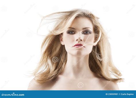 Sensual Pretty Woman With Flying Hair Stock Image Image Of Eyes Lady