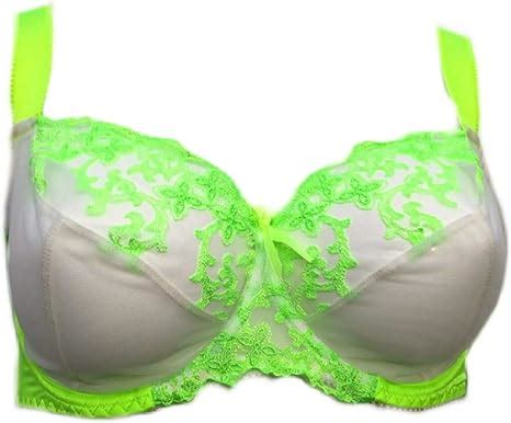 Neon Green Plus Size Bra Bralette Full Cup Sheer Lace Lingerie Us Sizes