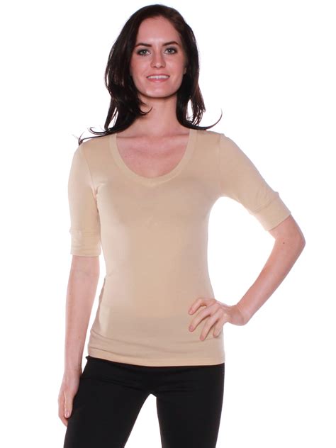 Essential Basic Women S Cotton Blend V Neck Tee Shirt Half Sleeves Junior And Plus Sizes