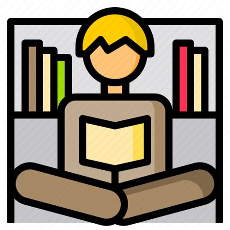 Books Bookshelf Man Read Reading Icon Download On Iconfinder