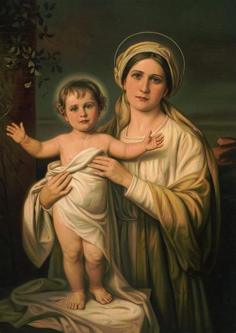 Virgin Mary Holding Baby Jesus Painting By Popular Graphic Arts