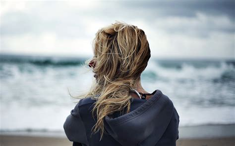 Beach Sea Waves Blonde Girl 7038395