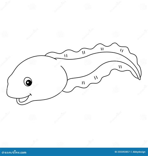 Tadpole Animal Isolated Coloring Page For Kids Cartoon Vector