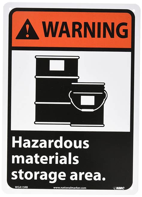 Nmc Wga Rb Ansi Sign Legend Warning Hazardous Materials Storage