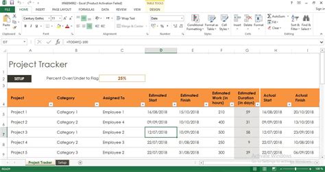 Project Tracker Excel Template Software Engineering