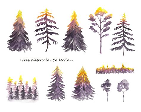 Set Of Abstract Watercolor Trees 11136537 Vector Art At Vecteezy