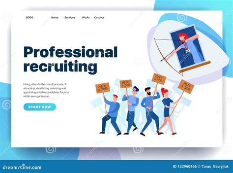 Web Page Design Templates For Professional Recruiting Stock Vector