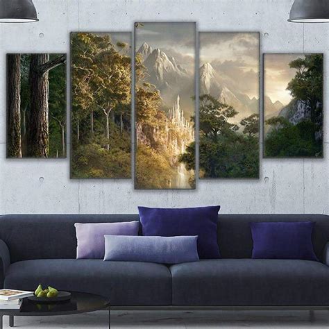 Lord of the rings gates of moria hobbit door or wall art decor decal | ebay. Gondor Castle Lord Of The Rings - Movie 5 Panel Canvas Art ...