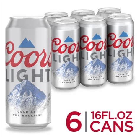 Coors Light American Style Light Lager Beer 6 Cans 16 Fl Oz City