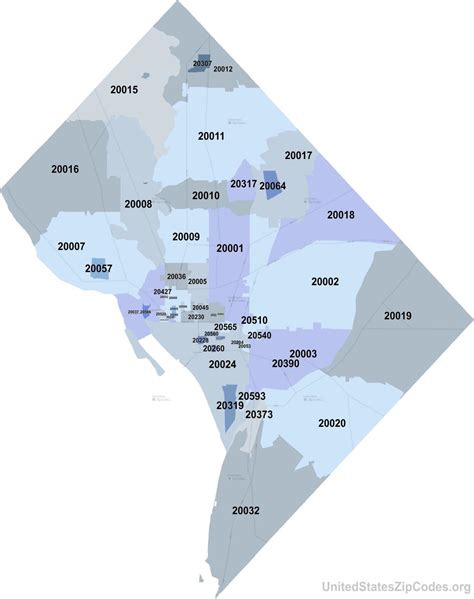 Map Of Washington Dc Postcode Zip Code And Postcodes Of Washington Dc