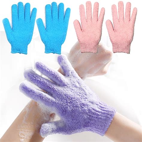 2 Pair Exfoliating Body Gloves Bath Scrub Wash Mitts Skin Massage