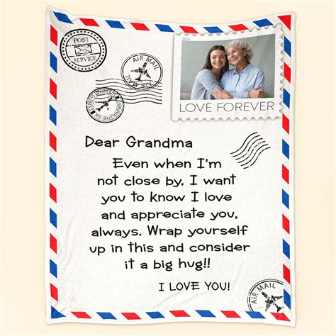 Dear Grandma I Love You Love Letter Personalized Photo Blanket Macorner