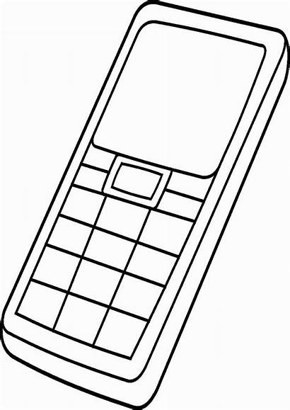 Coloring Phone Cell Clipart Line Clip Phones