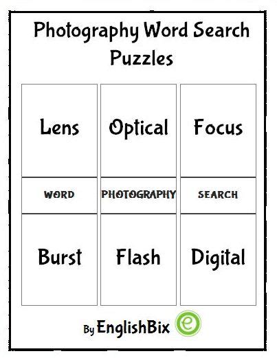 Photography Terms Word Search Mini Workbook Englishbix
