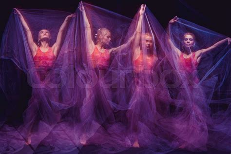 Photo As Art A Sensual And Emotional Dance Of Beautiful Ballerina Through The Veil Stock