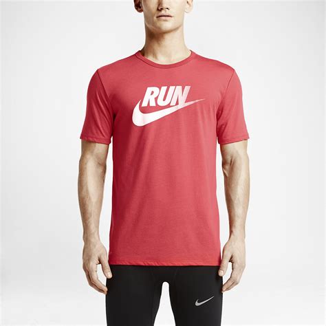 Nike Mens Run Dri Blend Swoosh Running T Shirt Daring Redwhite