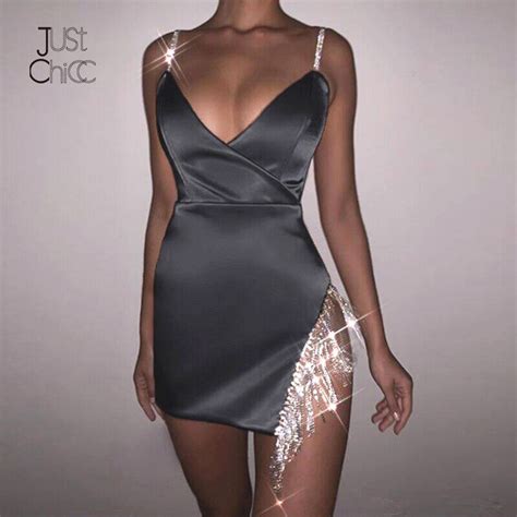 Tassel Black Glitter Dress Women Spaghetti Strap Mini Sexy Dresses Female Party Dress Club