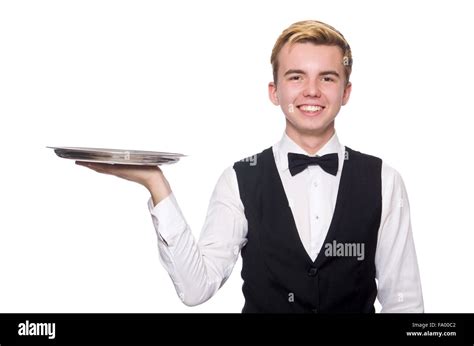 Waiter Holding Plate Isolated On Cut Out Stock Images And Pictures Alamy