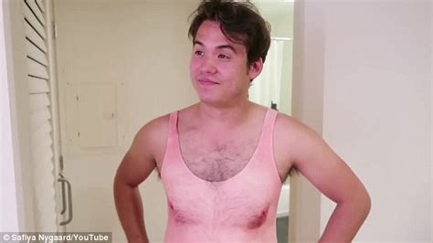 Woman Wears Awful Hairy Chest Swimsuit For An Entire Day Daily Mail