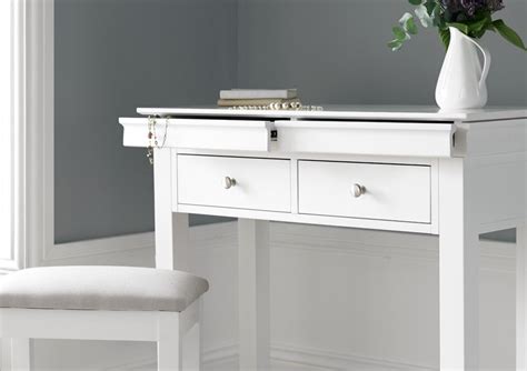 Easy to place in small spaces. Chateaux White Dressing Table & Stool | Dressing table ...