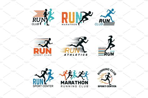 Running Logo Marathon Club Badges Graphics Creative Market