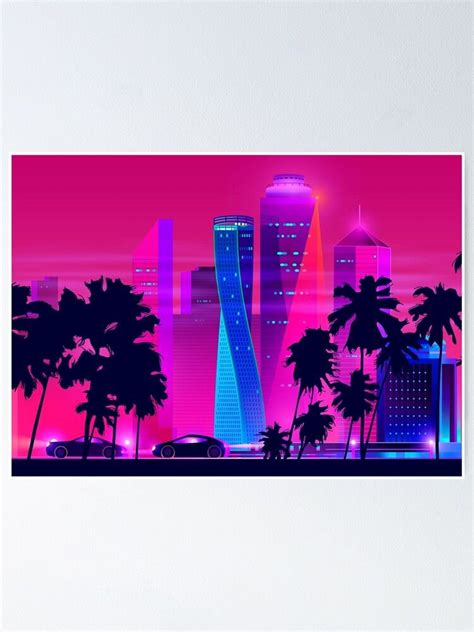 Synthwave Neon City Miami Vice Poster By SynthWave Miami Vice Theme Synthwave Neon