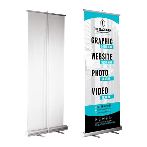 Pull Up Roll Up Retractable Tarpaulin Banner Stand 60x160cm 2x5ft