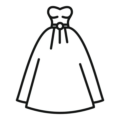 White Wedding Dress Icon Outline Vector Bridal Veil 20265918 Vector