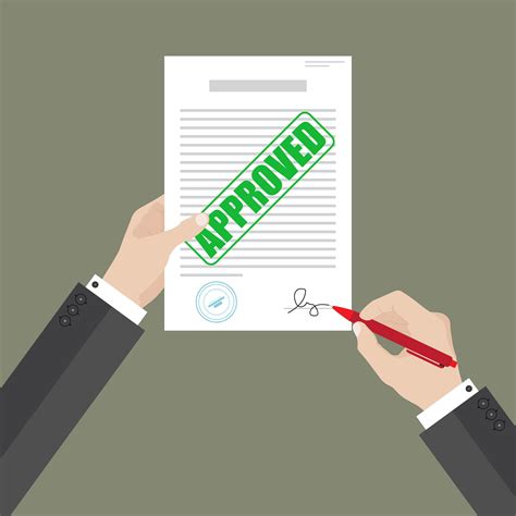 Business Man Signing Approved Document 1214336 Vector Art At Vecteezy