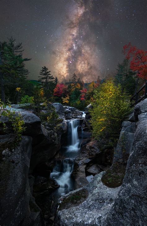 The Milky Way Setting Behind A Western Maine Waterfall 1000x1500