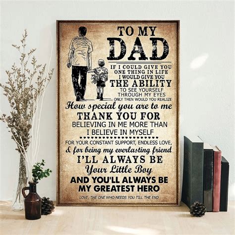 To My Dad Poster Dad And Son Poster Fathers Day Poster Etsy