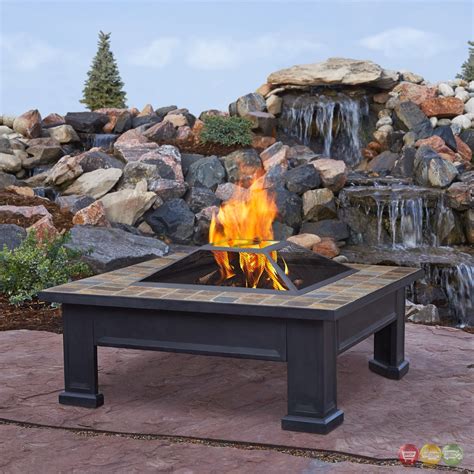 Breckenridge Outdoor Wood Burning 34 Square Fire Pit With
