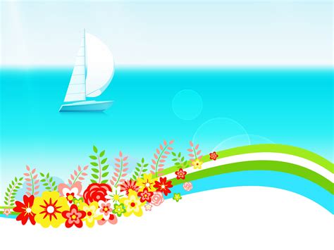 Summer Day With Flowers Powerpoint Templates Blue Flowers Holidays