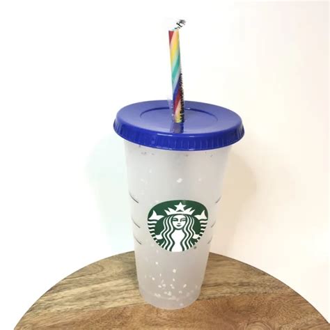 Starbucks Color Changing Confetti Cup With Rainbow Straw