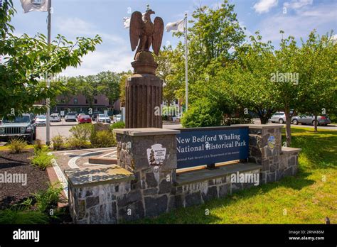 Entrance sign of New Bedford Whaling National Historical Park in