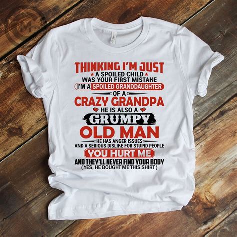 Granddaughter And Crazy Grandpa Shirt Thinking Im Just A Etsy