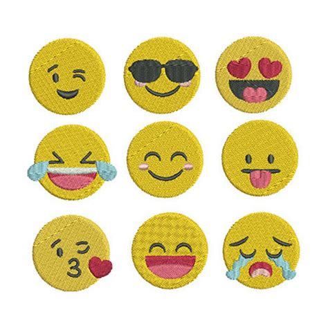 Mini Emoji Embroidery Design Set Instant Download Etsy