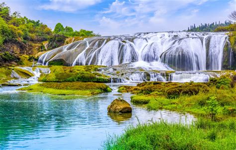 Wallpaper Landscape River Rocks Waterfall Summer River Landscape