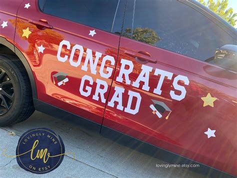 Magnetic Car Decoration Congrats Grad Banners Graduation Car Etsy