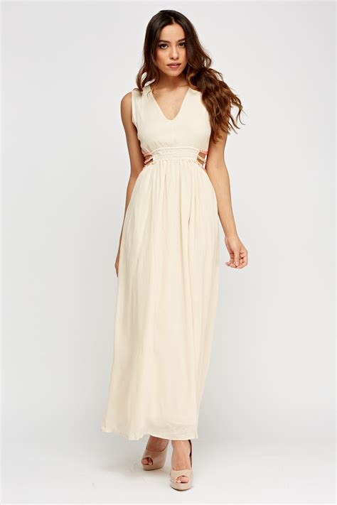 Beige Cut Out Side Maxi Dress Just 6
