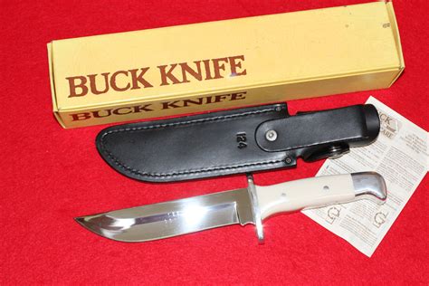 Rare 124 Buck Knives Frontiersman Bowie Knife 1990 Bone