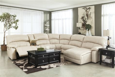 Damacio 6pc Powered Reclining Sectional With Raf Press Back Chaise In Cream