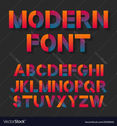 Color Bright Gradient Font Royalty Free Vector Image