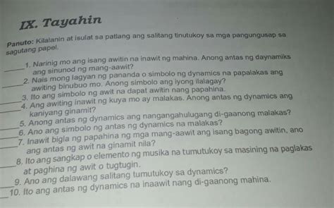 Ix Tayahinpanuto Kilalanin At Isulat Sa Patlang Ang Salitang