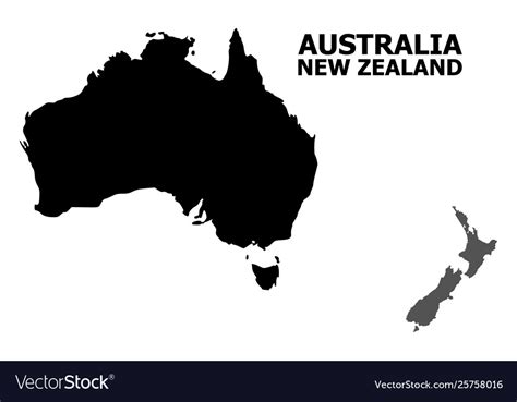 Flat Map Australia And New Zealand With Royalty Free Vector