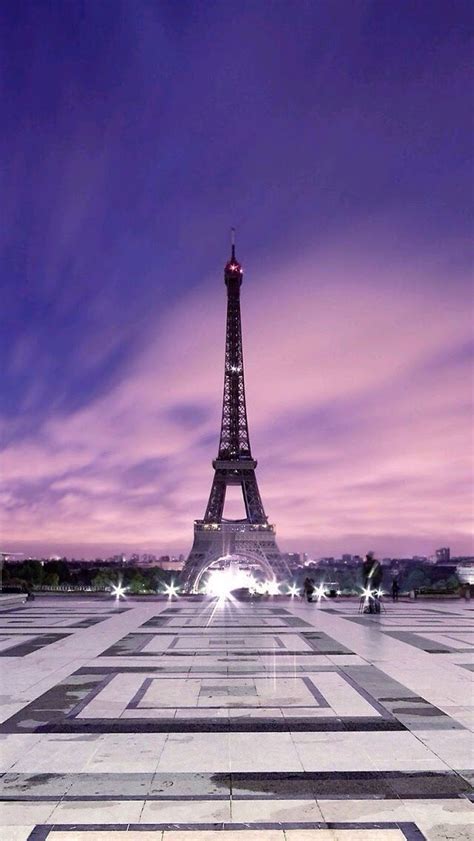 Paris Eiffel Tower Twilight Purple Clouds Great Background For Iphone