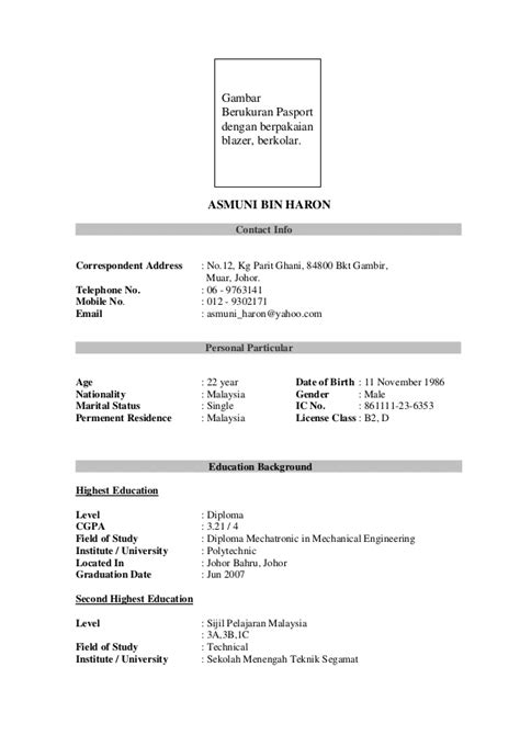 Resume lamaran kerja sedikit berbeda dengan resume karya ilmiah. Contoh Resume Latihan Industri Dalam Bahasa Melayu