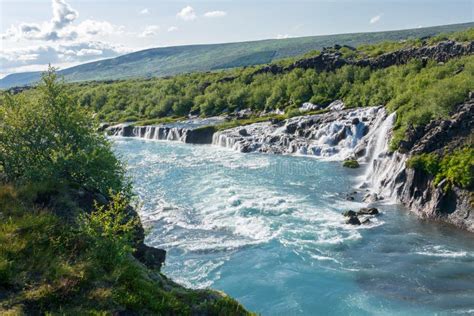 Hraunfossar Lava Waterfalls In Western Iceland Stock Photo Image Of