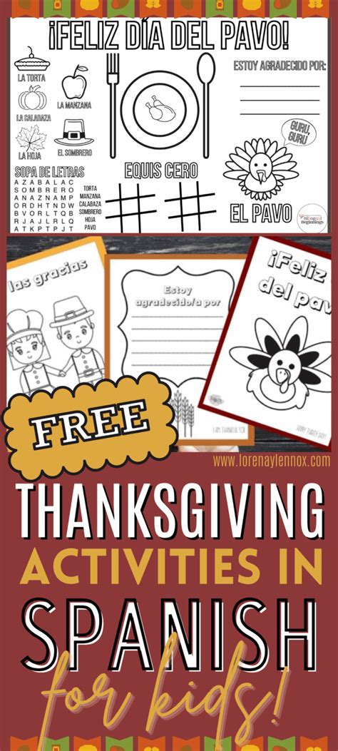 Free Thanksgiving Printables In Spanish For Preschoolers Bilingual