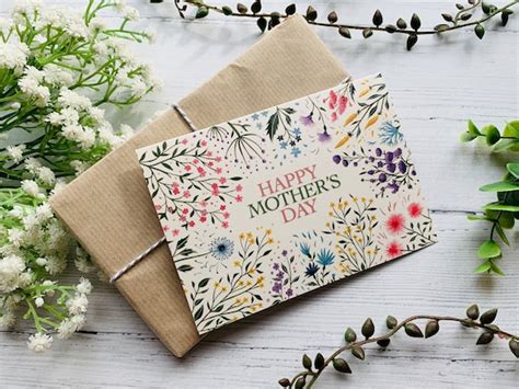 Happy Mothers Day Card Botanical Wildflowers Flower Garden Etsy